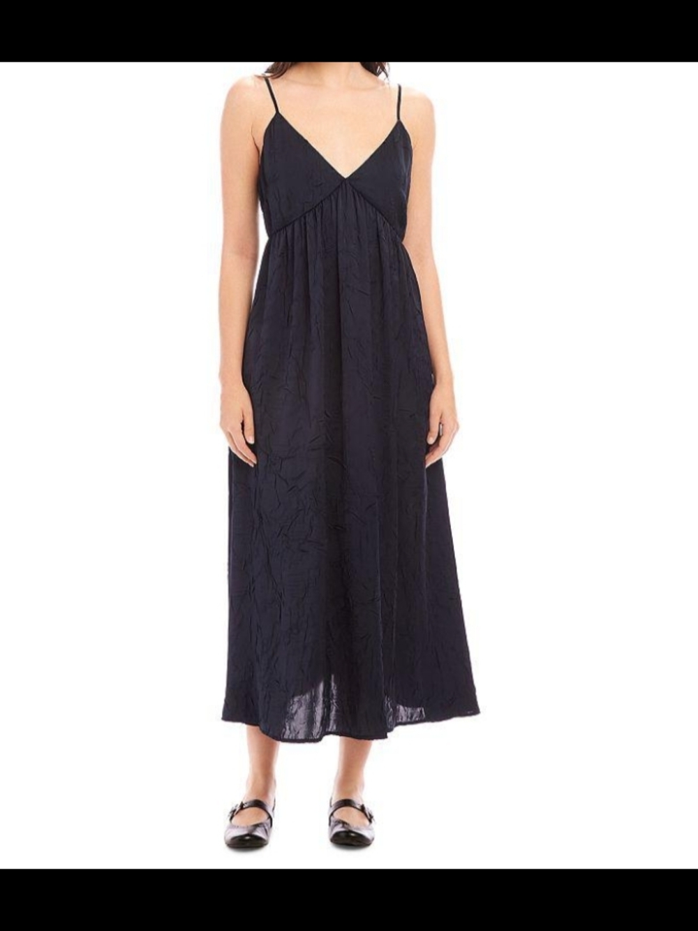 Fifteen Twenty Darck Blue‎ Textured Spaghetti-Strap Midi Dress